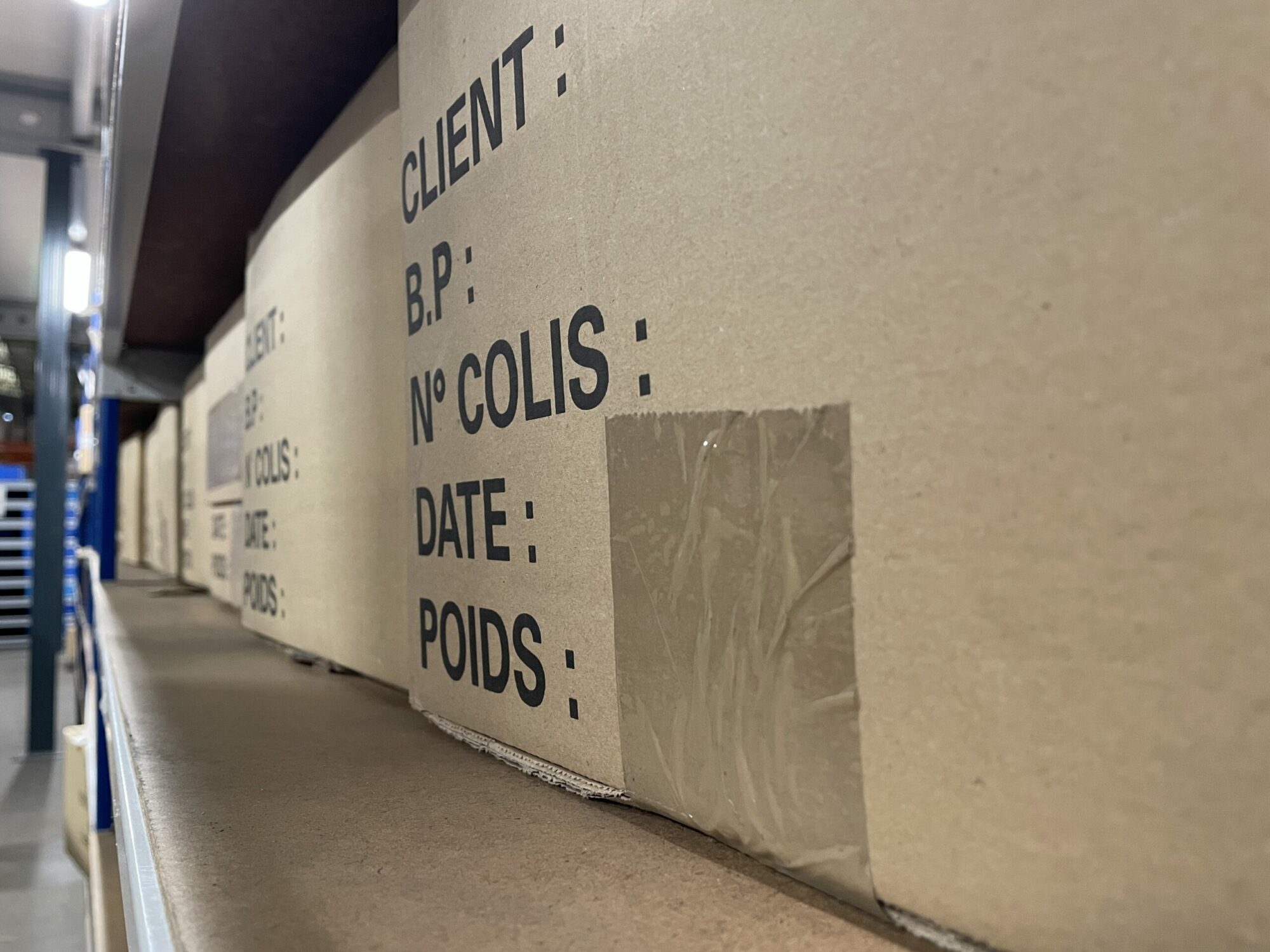 Shelves for cardboard boxes